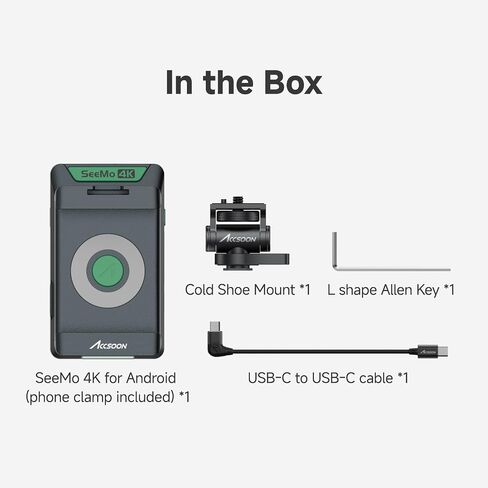 شاشة محول فيديو SeeMo 4K HDMI إلى USB من Accsoon لأجهزة iOS، جهاز إرسال فيديو في الوقت الحقيقي - بث مباشر/تسجيل/مشاركة، شحن سريع - بطاقة CD - خفيفة الوزن وسهلة الاستخدام in Saudi Arabia