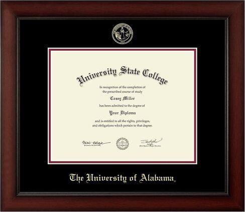 The University of Alabama Tuscaloosa 11" w x 8.5" h Diploma Frame - Fits a bachelor's, master's and phd - Gold Embossed Diploma Frame - Cherry Moulding with Black and Crimson Matting in Saudi Arabia