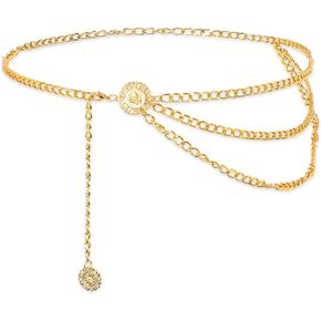 Multilayer Metal Waist Chain Belt for Women, Fashion Multilayer Adjustable Women Gold Long Belt Body Belly Jewelry for Dresses Jeans Trousers in Saudi Arabia