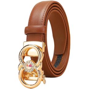 Leather Ratchet Belts for Women Dresses Jeans Women Automatic Buckle Women Design Belt in Saudi Arabia