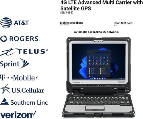 Toughbook Panasonic CF-33 MK1, Rugged 2-in-1, Intel Core i5-7300U up to 3.5GHz, 12-inch QHD Touchscreen + Digitizer, 8GB RAM, 256GB SSD, 4G LTE, Premium Keyboard, Windows 11 Pro (Renewed), Silver in Saudi Arabia