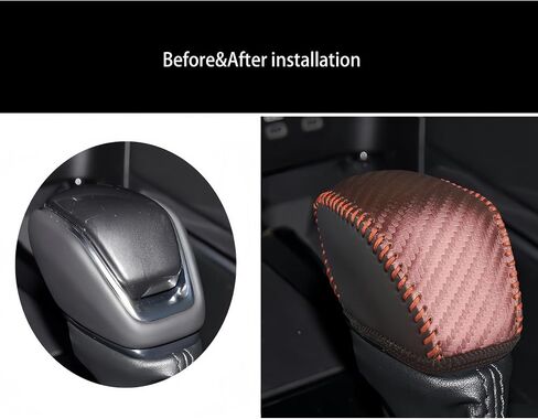 Genuine Leather Car Gear Shift Knob Cover for 2024 Toyota Grand Highlander,2020-2024 Highlander/Hybrid,2019-2024 Toyota RAV4,2021-2024 Toyota Venza(Carbon Black) in Kuwait