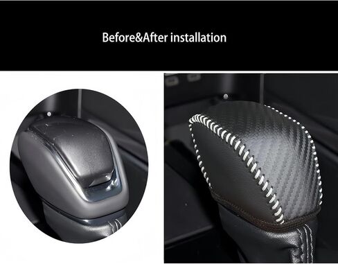 Genuine Leather Car Gear Shift Knob Cover for 2024 Toyota Grand Highlander,2020-2024 Highlander/Hybrid,2019-2024 Toyota RAV4,2021-2024 Toyota Venza(Carbon Black) in Kuwait