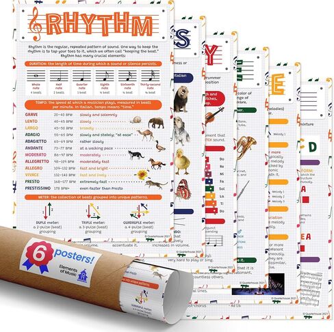Quarterhouse Instrument Families Poster Set, Music Classroom Learning Materials for K-12 Students and Teachers, Set of 5, 12 x 18 Inches, Extra Durable in Kuwait