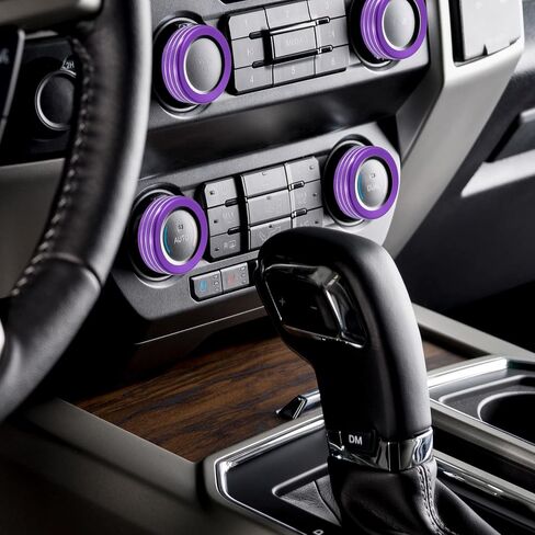 ACROPIX Purple Aluminum Alloy Car AC Switch Trailer 4WD Volume Headlight Knob Cover Ring Trim Fit for Ford F-150 2021-2022 - Pack of 7 in Saudi Arabia