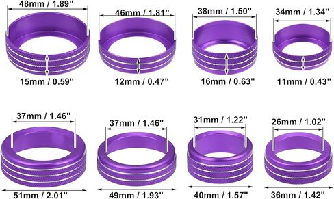 ACROPIX Purple Aluminum Alloy Car AC Switch Trailer 4WD Volume Headlight Knob Cover Ring Trim Fit for Ford F-150 2021-2022 - Pack of 7 in Saudi Arabia