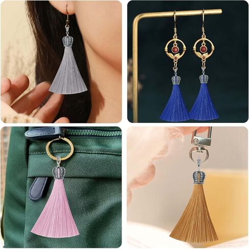 Tassels for Jewelry Making,3.55'' Multi-Color Handmade Imitation Silk Tassels with Hanging Loop for Bookmark Tassels Bracelets Earrings Acrylic Key Chain and DIY Craft (40 Mixed Color) in Kuwait
