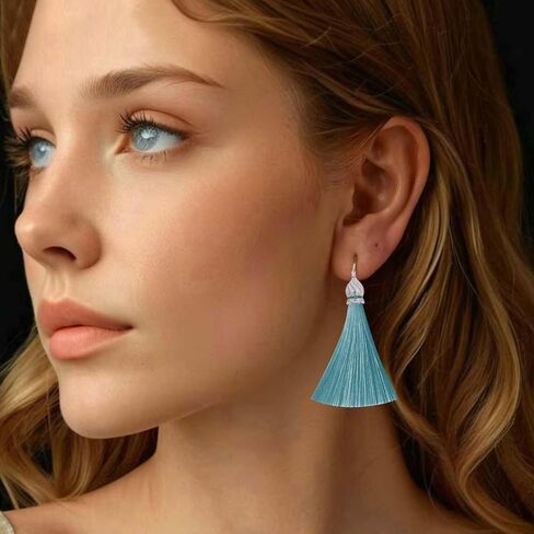 شرابات لصنع المجوهرات، شرابات حريرية مقلدة متعددة الألوان مصنوعة يدويًا مقاس 8.89 سم مع حلقة تعليق للإشارة المرجعية، شرابات، أساور، أقراط، سلسلة مفاتيح أكريليك وحرف يدوية (40 لونًا مختلطًا) in Kuwait