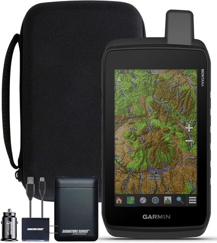 جارمين مونتانا 700i، نظام تحديد المواقع القوي المحمول مع تقنية inReach المدمجة | رسم خرائط للطرق والممرات، شاشة لمس ملونة مقاس 5 بوصات يمكن استخدامها للقفازات، خرائط Topo، دعم نظام الملاحة العالمي لسواتل الملاحة المتعددة (GNSS) مع حزمة هدايا مميزة in Kuwait