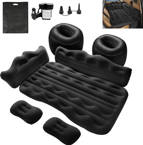 Vextone Inflatable Air Mattress Rear Back Seat Car Bed - PVC Thickened Travel Camping Air Mattress for Small Cars, Beige Sleeping Car Mattress - Universal Fit, with Pillows, Piers, Repair Pad in Saudi Arabia