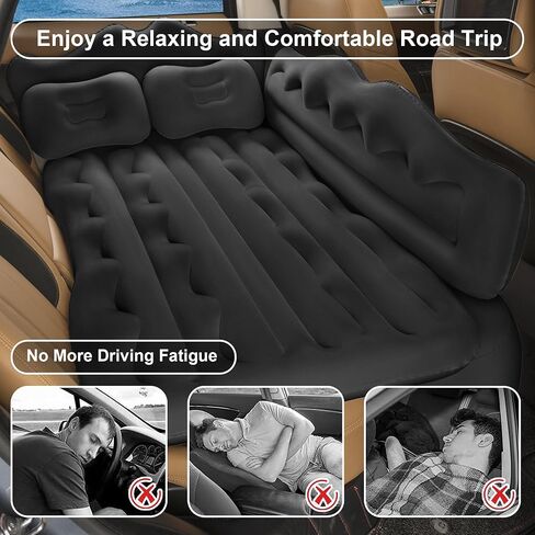 Vextone Inflatable Air Mattress Rear Back Seat Car Bed - PVC Thickened Travel Camping Air Mattress for Small Cars, Beige Sleeping Car Mattress - Universal Fit, with Pillows, Piers, Repair Pad in Saudi Arabia