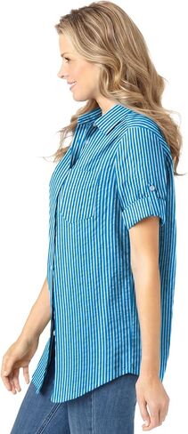 Woman Within Plus Size Petite Short-Sleeve Button Down Seersucker Shirt in Saudi Arabia