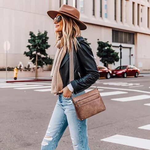 Crossbody Bags for Women Rfid Travel Crossbody Purses Leather Handbags Medium Shoulder bag with Adjustable Strap in Saudi Arabia