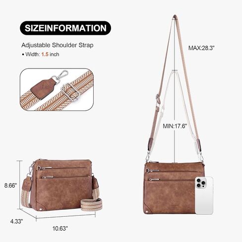 Crossbody Bags for Women Rfid Travel Crossbody Purses Leather Handbags Medium Shoulder bag with Adjustable Strap in Saudi Arabia