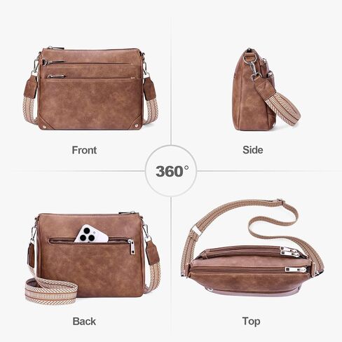 Crossbody Bags for Women Rfid Travel Crossbody Purses Leather Handbags Medium Shoulder bag with Adjustable Strap in Saudi Arabia