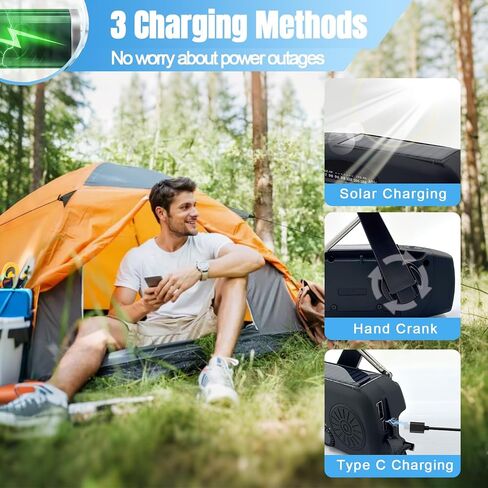 Emergency Weather Radio AM/FM/NOAA with 2000mAh, Portable Hand Crank Radio with Phone Charger, USB Charged, 3 LED Flashlight, Emergency Battery Radio with SOS for Indoor/Outdoor Emergency (Red) in Kuwait