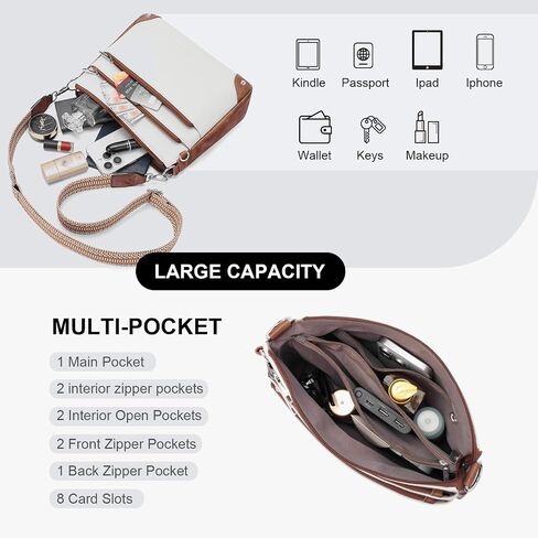 Crossbody Bags for Women Rfid Travel Crossbody Purses Leather Handbags Medium Shoulder bag with Adjustable Strap in Saudi Arabia