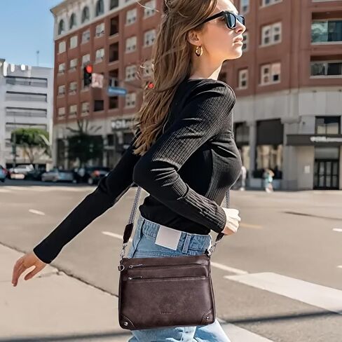 Crossbody Bags for Women Rfid Travel Crossbody Purses Leather Handbags Medium Shoulder bag with Adjustable Strap in Saudi Arabia