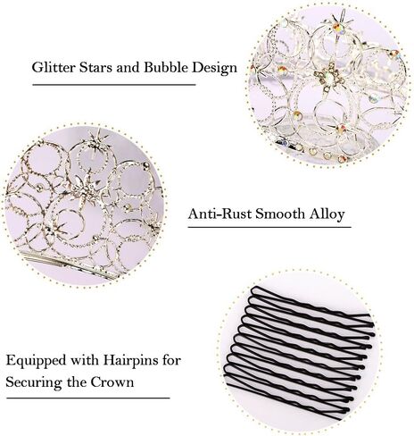 Glinda Crown for Women, Crystal Tiaras Women Silver Princess Crown for Wicked Costume Accessories, Wedding, Prom, Birthday Party Favors in Saudi Arabia