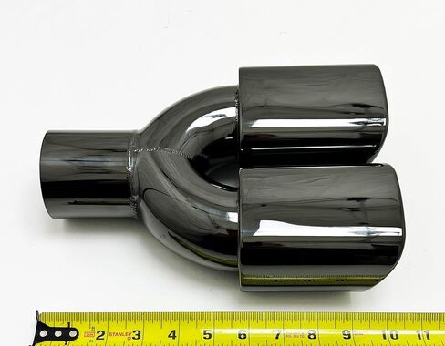 Exhaust Tip 3.00 Inlet 3.00 X 3.65 Outlet 10.25 long Dual Rolled Resonated WDSRT3653010-300-BC-SS Black Chrome 304 Stainless Steel Wesdon Exhaust Tip in Saudi Arabia