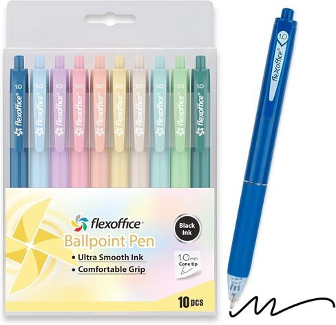 أقلام حبر جاف قابلة للسحب، ألوان متنوعة 0.7 مم، نقطة متوسطة مع قبضة فائقة النعومة، هدايا عيد الميلاد متعددة الألوان - 10 عبوات in Kuwait