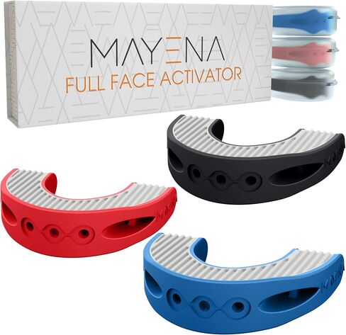 Mayena Full Face Activator | Jaw Exerciser for Men & Women | Activates & Rejuvenates All Facial Muscles | 3 Resistance Levels Silicone Jawline Exerciser | Universal Fit Upgraded Model in Saudi Arabia