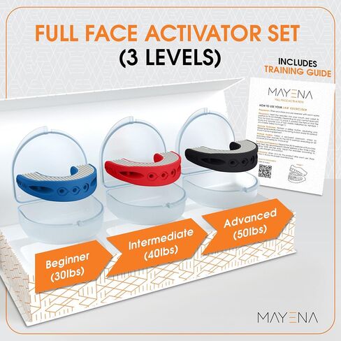 Mayena Full Face Activator | Jaw Exerciser for Men & Women | Activates & Rejuvenates All Facial Muscles | 3 Resistance Levels Silicone Jawline Exerciser | Universal Fit Upgraded Model in Saudi Arabia