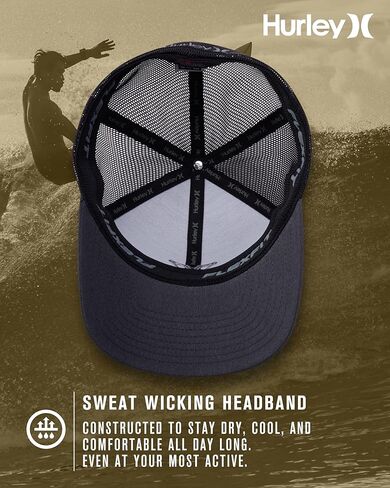 Hurley Men's Trucker Hat - Lightweight Breathable Stretch Mesh Back Curved Bill Baseball Cap with 3D Front Icon Logo in Saudi Arabia