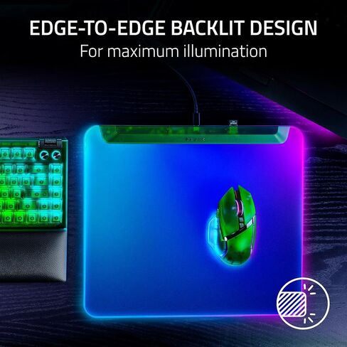 Razer Firefly V2 Pro Fully Illuminated RGB Gaming Mouse Mat: Backlit Design - 15 Zone Chroma Lighting - USB 2.0 Port - Detachable USB Type C Cable - Micro Textured Surface - Anti Slip Base in Saudi Arabia