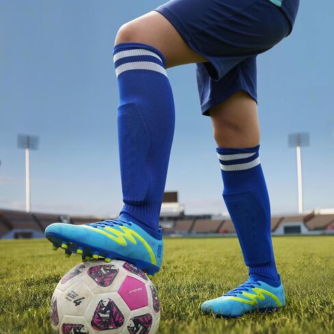 brooman Kids Firm Ground Soccer Cleats Boys Girls Football Shoes with Shin Guards and Soccer Socks in Saudi Arabia