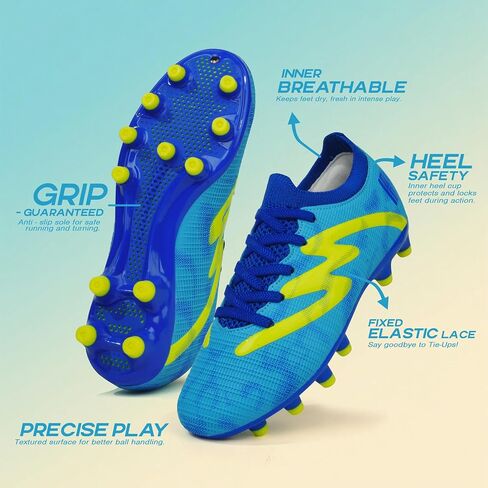 brooman Kids Firm Ground Soccer Cleats Boys Girls Football Shoes with Shin Guards and Soccer Socks in Saudi Arabia
