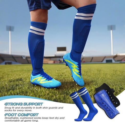 brooman Kids Firm Ground Soccer Cleats Boys Girls Football Shoes with Shin Guards and Soccer Socks in Saudi Arabia