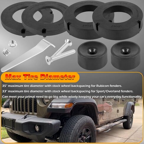1.5" High Performance Spacer Leveling Lift Kit without Shock Absorbers Perfectly Compatible with 2020-Current Jeep JT Gladiator, Similar to 1155300 in Saudi Arabia