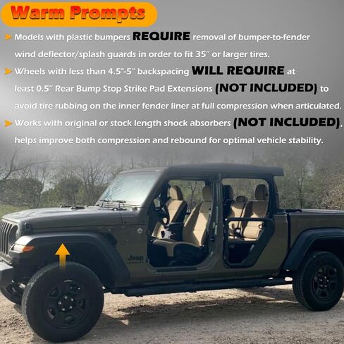 1.5" High Performance Spacer Leveling Lift Kit without Shock Absorbers Perfectly Compatible with 2020-Current Jeep JT Gladiator, Similar to 1155300 in Saudi Arabia