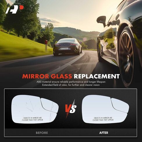 A-Premium Right Passenger Side Non-Heated Mirror Glass with Backing Plate - Compatible with Ford Fiesta 2011-2019 - Exterior Side View Convex Mirror with Spotter Glass in Saudi Arabia