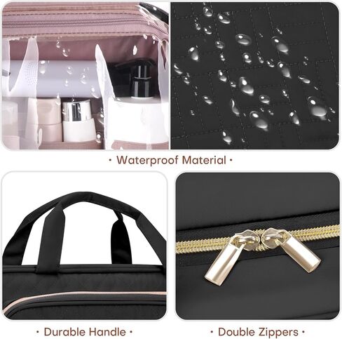 حقيبة زينة للوحدة زينة سفر 8L مع منظم المجوهرات للنساء-2.1 GAL GAL COSMET COSMETIC BAG مع ربط شامبو بحجم كامل الحجم ، أسود ، أسود in Kuwait