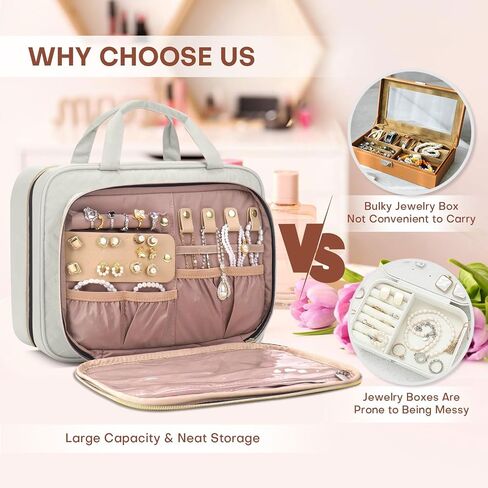 8L Travel Toiletry Bag with Jewelry Organizer for Women - 2.1 GAL Water-resistant Makeup Cosmetic Bag With Hanging Hook for Accessories Shampoo Full-size Container, Black in Saudi Arabia