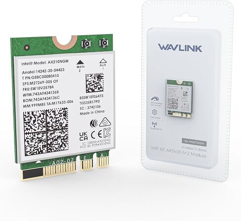 WAVLINK WiFi 7 Wireless Card, 8774Mbps Tri-Band BE200 M.2 NGFF Network Module with Bluetooth 5.4, MU-MIMO, WPA3, Support Windows 10/11(64-bit) Laptop, Not Support AMD in Saudi Arabia
