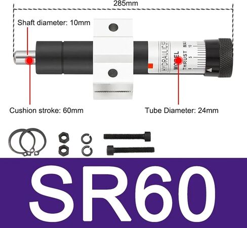 HR/SR Oil Buffer Hydraulic Speed Stabilizer Damper Shock Absorption 15 30 60 80 100 Peak Load 150/300/350KG 1Pcs(HR80,Peak load 150KG) in Kuwait