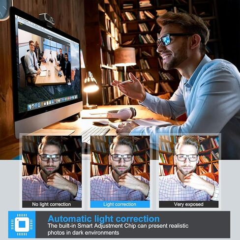 كاميرا ويب 4K مع ميكروفون وغطاء كاميرا ويب، التوصيل والتشغيل مع تصحيح الضوء التلقائي لأجهزة الكمبيوتر المحمول والكمبيوتر المكتبي للبث المباشر لمؤتمرات مكالمات الفيديو والدروس عبر الإنترنت in Kuwait