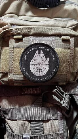 Millennium Falcon She May Not Look Like Much Morale Patch-. Custom Patches by Redheadedtshirts Made in The USA for Your Plate Carrier,Backpack in Saudi Arabia