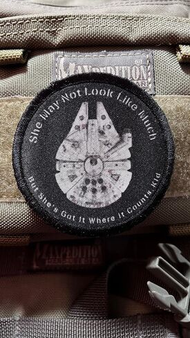 Millennium Falcon She May Not Look Like Much Morale Patch-. Custom Patches by Redheadedtshirts Made in The USA for Your Plate Carrier,Backpack in Saudi Arabia