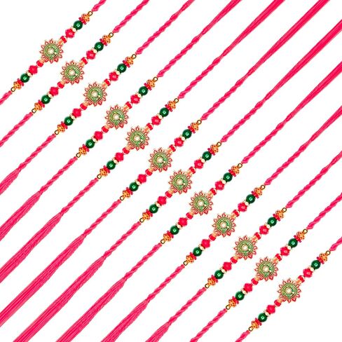 Set of 12 Rakhi for Rakhi Thread for Bhabhi Bhaiya Bhabhi Bhatiji veera Rakhi gift Pack Set Dora Bracelet Kalwa for Brother Sister Indian Traditional Festival in Saudi Arabia