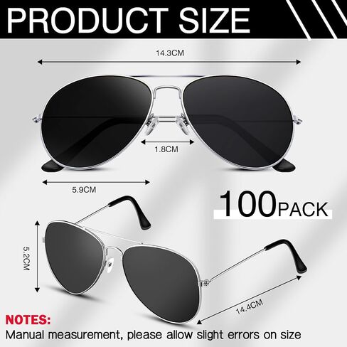 Mepase 100 Pack Classic Pilot Sunglasses for Men Women Polarized Military Style Driving Pilot Sun Glasses Vintage UV Proof Black Glasses in Saudi Arabia