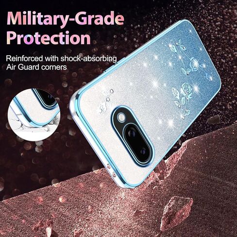 for Google Pixel 9A Case,Glitter with Crossbody Lanyard for Women, Bling Sparkle Flowers Floral Soft TPU Clear Cover with Shoulder Strap Wristband for Google Pixel 9A-YSS Pink in Kuwait