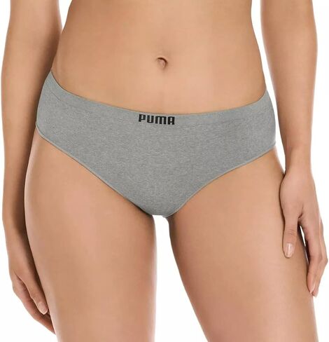 PUMA Women's Seamless Bikini Underwear, Microfiber, Tag-Free, 4-Pack (US, Alpha, Small, Regular, Regular, Pink/Blue/Black/Gray) in Saudi Arabia