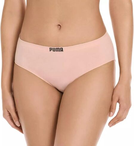 PUMA Women's Seamless Bikini Underwear, Microfiber, Tag-Free, 4-Pack (US, Alpha, Small, Regular, Regular, Pink/Blue/Black/Gray) in Saudi Arabia