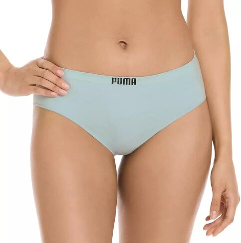PUMA Women's Seamless Bikini Underwear, Microfiber, Tag-Free, 4-Pack (US, Alpha, Small, Regular, Regular, Pink/Blue/Black/Gray) in Saudi Arabia