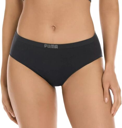 PUMA Women's Seamless Bikini Underwear, Microfiber, Tag-Free, 4-Pack (US, Alpha, Small, Regular, Regular, Pink/Blue/Black/Gray) in Saudi Arabia