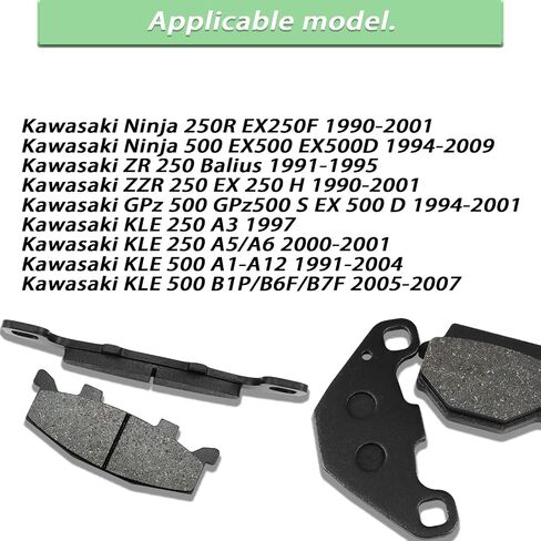 Front and Rear Brake Pads for Kawasaki Ninja 500 EX500 1994-2009, ZZR 250 EX250 H, GPz 500 GPz500 S EX 500 D, ZR 250 Balius in Saudi Arabia